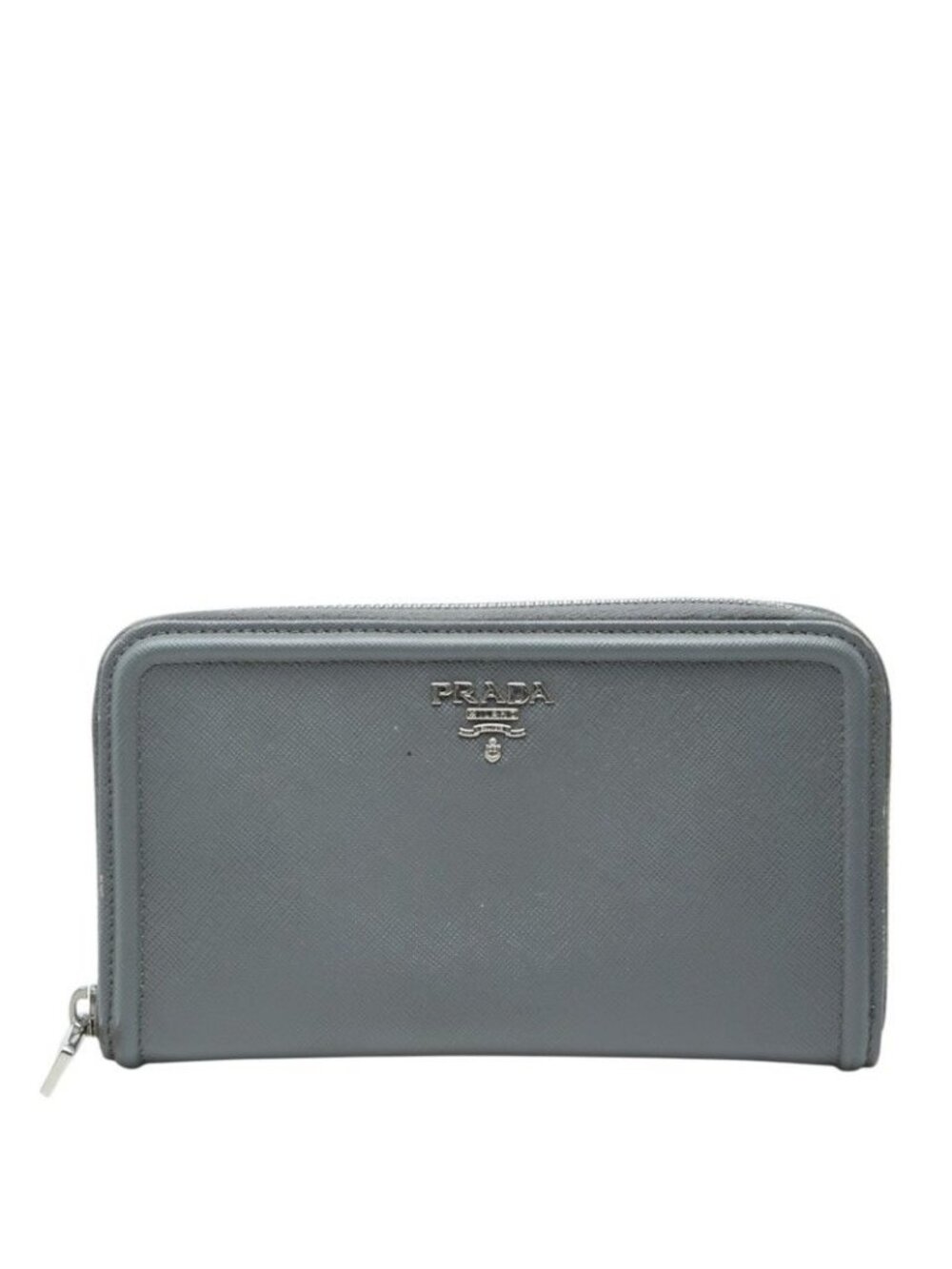 Prada Zip Around Wallet Gray Saffiano Leather